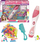 Set për gërsheta flokësh Askato Hair Braiding, me rruaza, lodër për goca, rozë