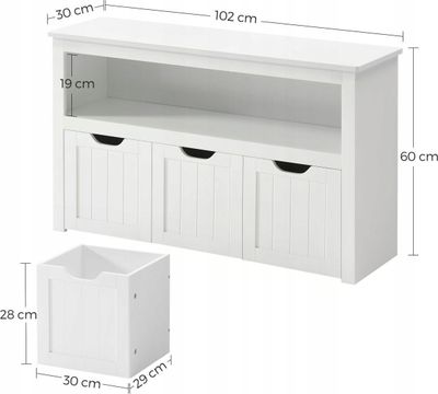 Organizues lodrash VASAGLE TOY STORAGE, 30x102x60cm, me rrota, i bardhë