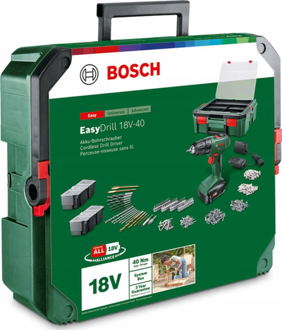 Trapano kaçavidë pa kabllo Bosch EasyDrill 18V 40, 18V, 1.5Ah Li Ion, me bateri dhe karikues