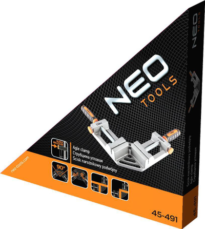 Kapës këndor i dyfishtë Neo Tools Corner Clamp, alumini, dorez ergonomike, gri