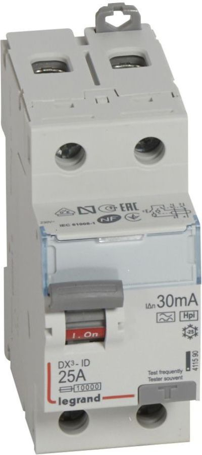 Ndërprerës diferencial Legrand DX3 P302 HPI, 2P, 25A 30mA, i bardhë