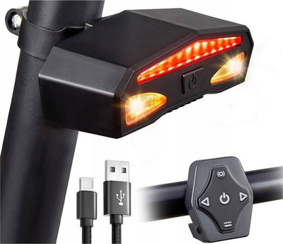 Lampë mbrapa biçiklete Gotel L8O LED, me sinjale kthese, USB‑C, e zezë