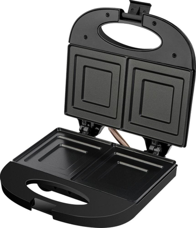 Toaster sanduiçesh ECG S 3172, 750W, me pllaka mos-ngjitëse, i zi me inox