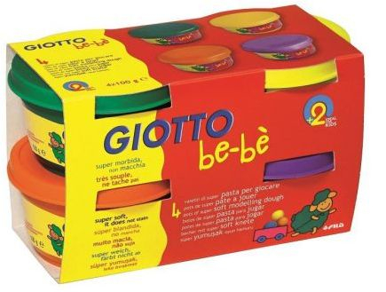 Set plasteline Giotto Be-Bè 464903, 4 kavanoza, masa modeluese për fëmijë