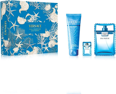 Set dhuratë Versace Man Eau Fraiche, EDT 100ml, xhel dushi 150ml, miniaturë 5ml