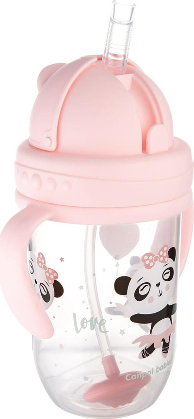 Gotë antirrjedhëse Canpol Babies Expert Exotic Animals, 270 ml, me pipëz silikoni, rozë