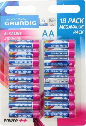 Алкални батерии Grundig AA, 2100mAh, 18 парчиња