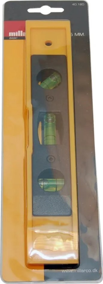 Nivel uji Millarco Water Scale, 225mm, 3 ampula, i verdhë