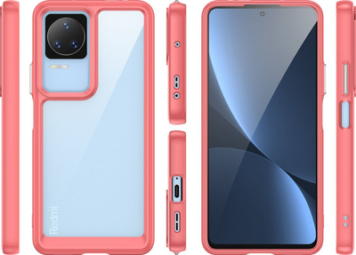 Mbrojtëse telefoni Hurtel Outer Space për Xiaomi Poco F4 5G, kornizë e butë, transparente, e kuqe