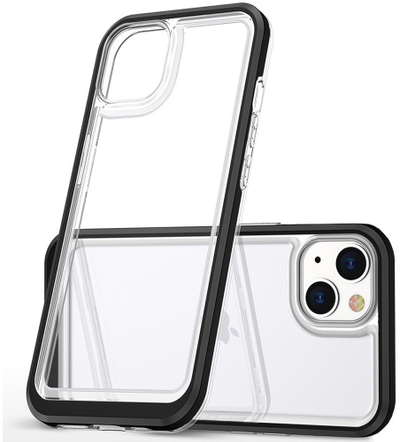 Këllëf telefoni Hurtel Clear 3n1 për iPhone 14 Plus, silikon i tejdukshëm, me kornizë të zezë