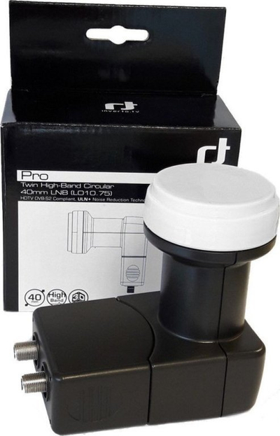 LNB satelitor Inverto Pro INV LP-TNR410-H1075, twin 2 dalje, polarizim cirkular, i zi me të bardhë