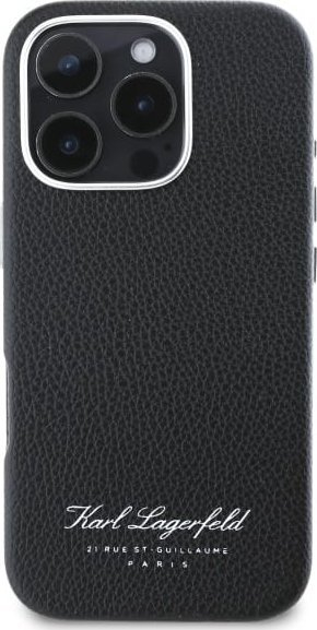 Mbulesë telefoni Karl Lagerfeld Hotel RSG për iPhone 16 Pro 6.3", plastike, e zezë