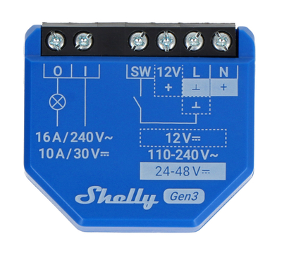 Ndërprerës me një rele SHELLY 1 Gen3, WiFi & Bluetooth,  KNXnet