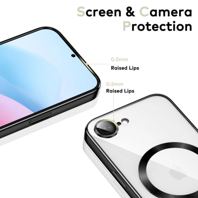 Заштитна маска Tech-Protect MagFlex MagSafe за iPhone 16E, проѕирна, црна