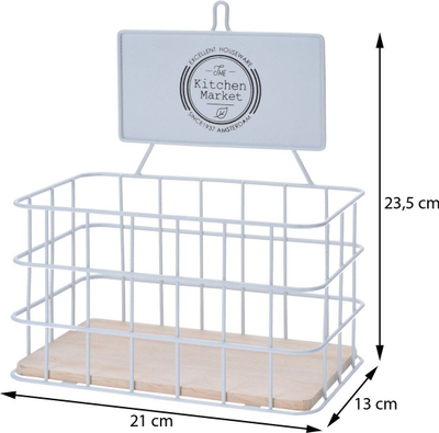 Raft muri për kuzhinë në formë shporte, metal, i zi
