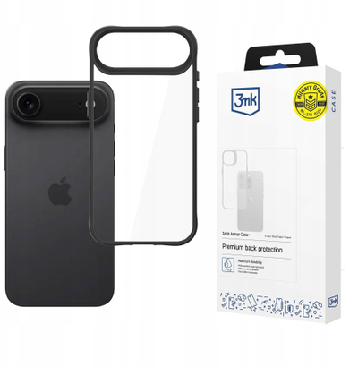 Kapak telefoni 3MK Satin Armor Clear, për iPhone 17 Air / 17 Pro, transparent me korniza të zeza
