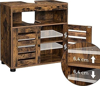 Dolap banjoje VASAGLE poshtë lavamanit, me rafte që lëvizin, rustic brown