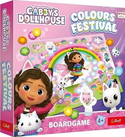 Lojë tavoline Trefl Game Colours Festival Gabby's Dollhouse, për kalamaj 4+, shumëngjyrëshe
