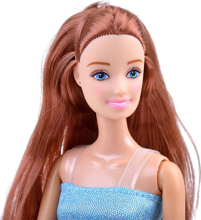 Kukull Anlily princeshë, flokë të gjata, 30 cm, fustan blu