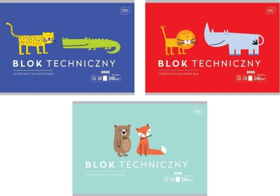 Bllok teknik Interdruk BEBE Kids, A4, 240g, set 10 copë