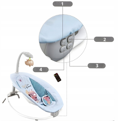 Karrige lëkundëse për bebe Bounn 2 në 1, me projektor, gri