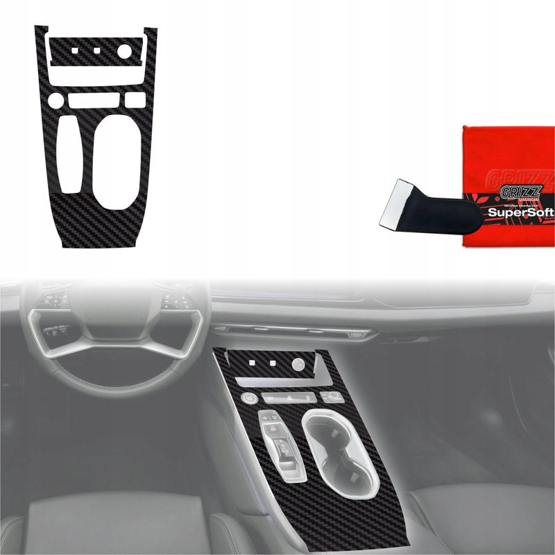 Folie dekorative GrizzGlass PianoSkin Matte për Audi A6 C9, set 2in1, efekt karboni, e zezë mat