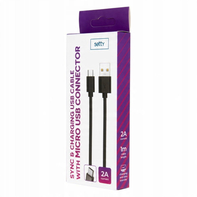 Kabllo USB INNE Setty, microUSB, 1m, 2A, USB 3.0, e zezë