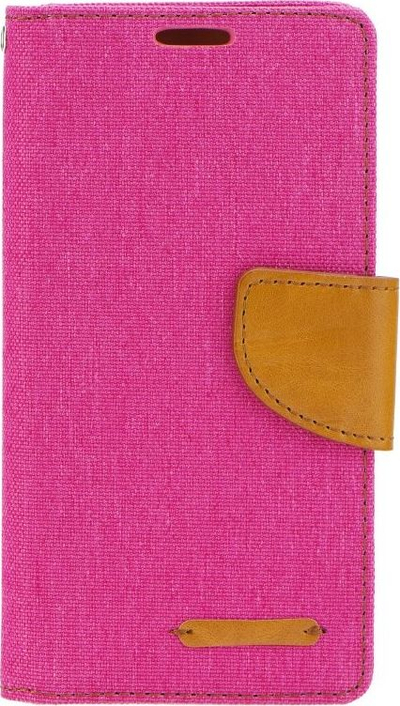 Këllëf libri për Huawei Mate 20 Lite, kanavacë, me mbajtëse karte, rozë