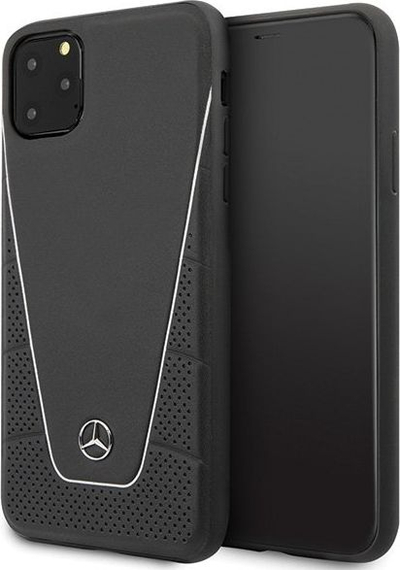Mbulesë telefoni Mercedes Benz Quilted, lëkurë e vërtetë, për iPhone 11 Pro Max, e zezë