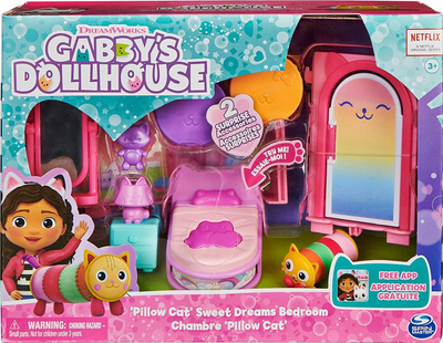 Set lojërash Polly Pocket Gabby Cat House Magic Rooms, dhomë gjumi, me figurë koteleje, shumëngjyrëshe