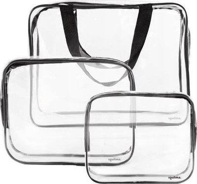 Set çantash organizuese Transparent Necessities, 3 pjesë, PVC, të tejdukshme