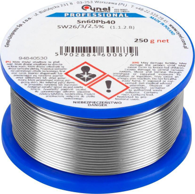 Tel saldimi Cynel Sn60Pb40, 0.70mm, 250g, ngjyrë argjendi