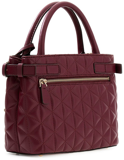 Çantë dore GUESS Paisleigh Quilted Small Satchel, e vogël, e zezë