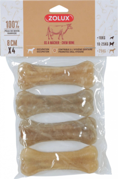 Kockë tërshërë për qen Zolux Pressed Bone with Fluoride, 8 cm, set 4 copë