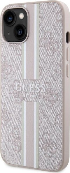 Kapak telefoni Guess 4G Printed Stripe për iPhone 15 6.1", plastik, rozë