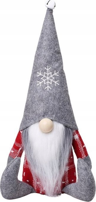 Dekor Krishtlindjesh xhuxh me kapuç gri, me zile, 32 cm