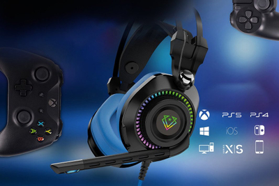 Kufje gaming Vertux Bogota, 50mm, RGB, blu