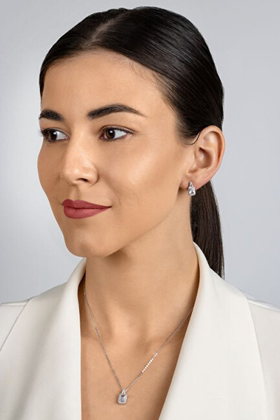 Set bizhuteri për femra Brilio Silver SET262W, vathë + qafore, i argjendtë