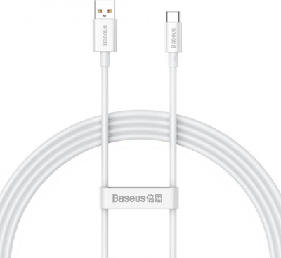 Kabllo karikimi Baseus P10320102214-02, USB A në USB C, 1.5m, 100W, e bardhë