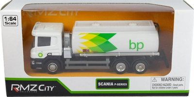 Lodër kamion cistërne RMZ City Scania P-Series, shkallë 1:64, për koleksion, i bardhë