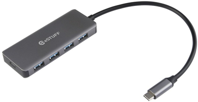 Hub USB-C eStuff ES623007, 4x USB 3.0, PD 65W, aluminium