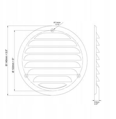 Rrjetë metalike ajrosjeje Euro3plast METAL GRID D100, diametër 100mm, e bardhë