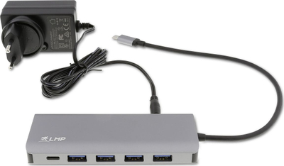 Hub USB C LMP 7 porta, USB 3.0, për laptop, gri hapësinë