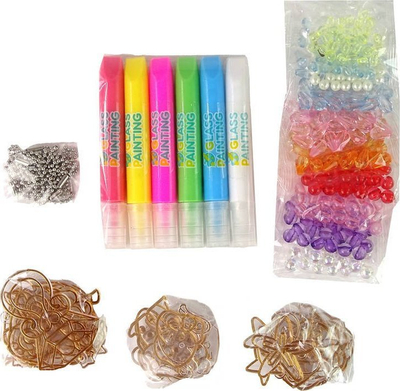 Set lodrash DIY Jewelry Making, 300 rruaza, markerë me ngjyra, multicolor