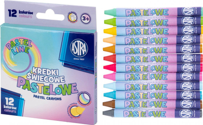 Ngjyra dylli Astra Pastel Crayons, 12 ngjyra pastel, me shumë ngjyra