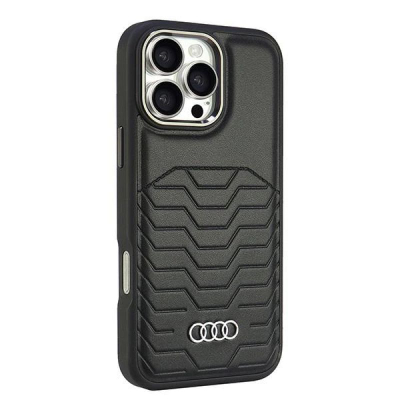 Mbulesë telefoni Audi Hardcase për iPhone 16 Pro Max 6.9", lëkurë sintetike, MagSafe, e zezë
