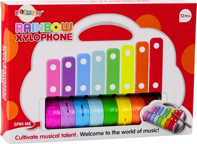 Xilofon lodër Rainbow Xylophone, 8 taste, me shkop, shumëngjyrësh