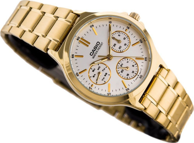Ora dore Casio LTP-V300G-7A, multifunksionale, çelik inox, e artë