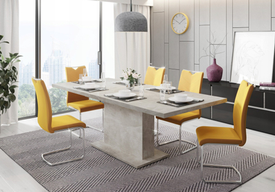 Tavolinë ngrënieje Vivaldi Furniture Giant, zgjatshme 160-200 cm, pamje betoni, gri