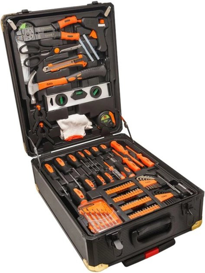 Set veglash ISMA, 1450 pjesë, valixhe me rrota, çelik C45 dhe Cr-V